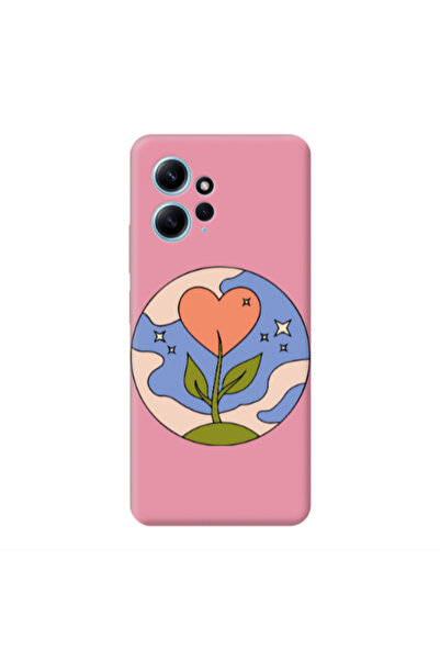 Other Xiaomi Redmi Note 12 4G Hearted Flower Pink Colored Silicone TPU Θήκη
