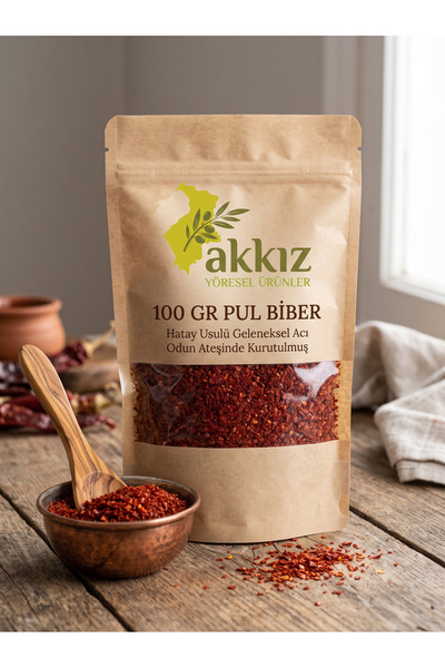 HATAY AKKIZ YÖRESEL HATAY AKKIZ Tatlı Doğal Pul Biber 100 Gr