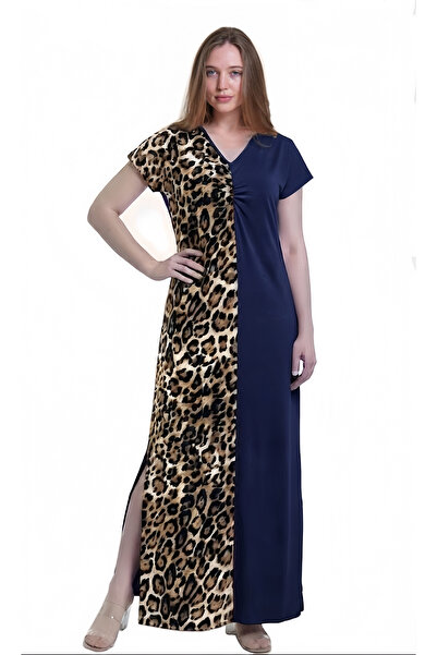 al bent al sharqieh Women's Color-Block Leopard Print Homewear Dress