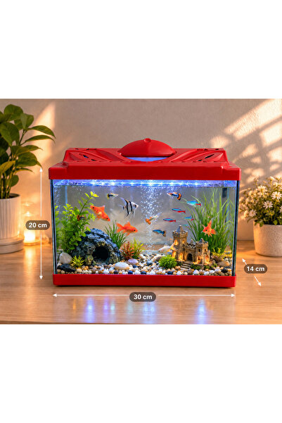 PKR Akvaryum 30 cm 7 litre kırmızı