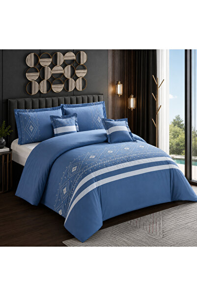 essentialneedforall 6 PCS COMMFORTER EMBROIDERY KING SET 240 X 260 MICROFIBER...