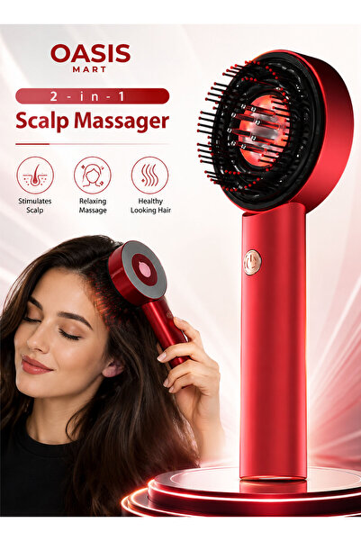 OASIS MART جهاز تدليك فروة الرأس الكهربائي 2 في 1 مع علاج بالضوء الأحمر LED ل...