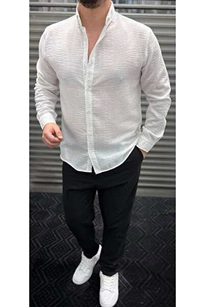 TRENDNATUREL Doraes Oversize Mevsimlik Keten Dokulu Bol Kalıp Uzun Kollu Raha...