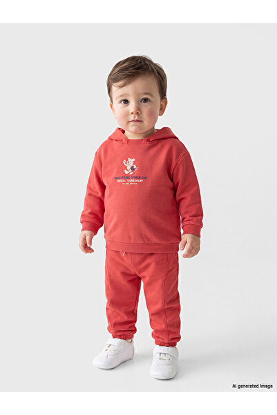 LC Waikiki Printed Hooded Baby Boy Set