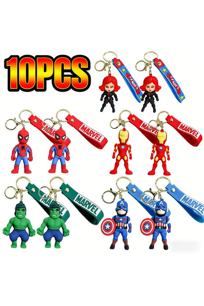 Choice6 MINISO Mix(10PCS) 1/3/5/10PCS Cartoon Anime Spider-Man Pendant Keycha...
