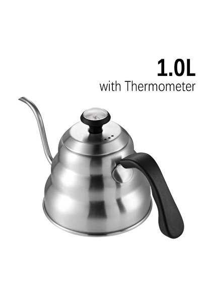 Choice 1L Sliver 1.2L 1L Coffee Drip Kettle Pot with Thermometer Pour Over Co...