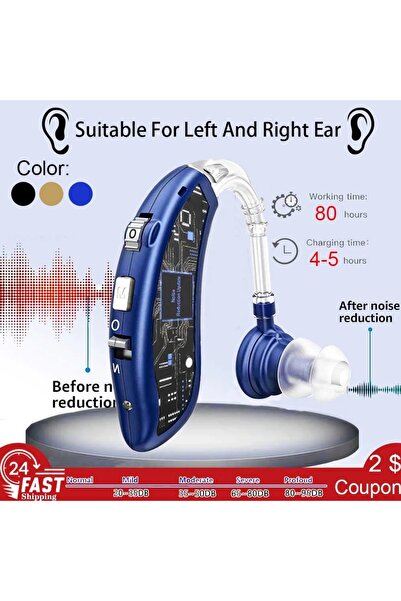 Choice1 blue 2024 Best Digital Hearing Aids for Seniors Invisible Rechargeabl...