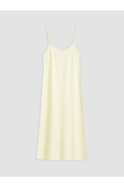 LC Waikiki Peak New Season V-Neck Satin Dress with Rope Straps