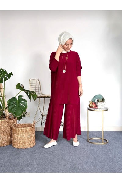 ECK MODA Γυναικείο σετ Sandy Lycra Flexible υφασμάτινο πλισέ στο κάτω μέρος
