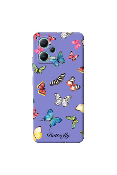 Other Xiaomi Redmi Note 12 Pro 5G Mixed Butterflys Purple Colored Silicone TP...