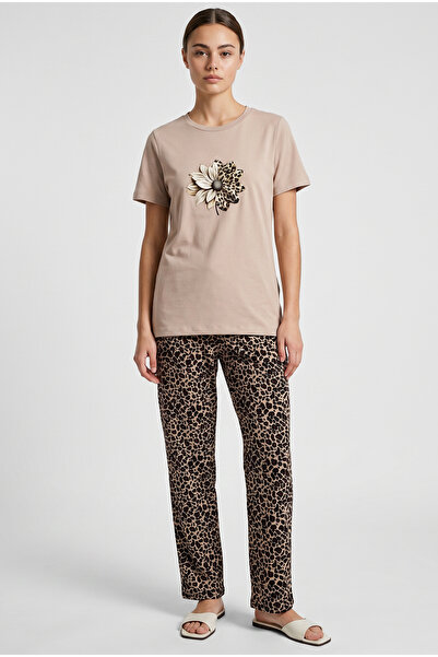 Sementa Leopard Combination Combed Cotton Suit - Stone