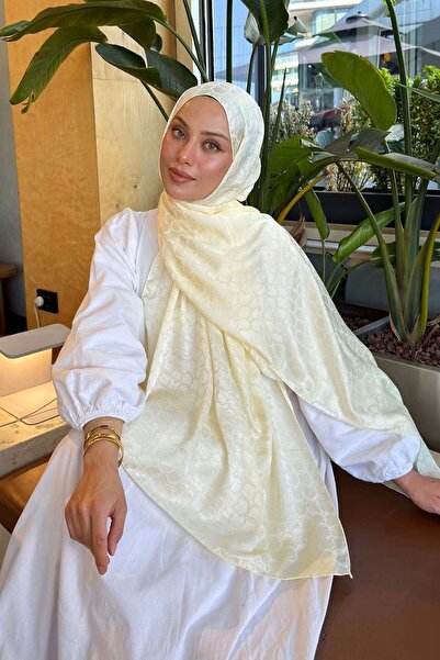 lamelif Bloom Pattern Ayrobin Floral Jacquard Shawl Yellow