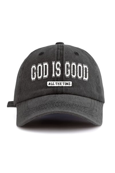 Choice Adjustable black GOD IS GOOD Printed Water Washed Baseball Hat Simple,...
