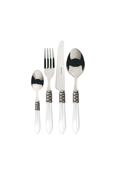 CASA BUGATTI Set de 24 de piese de tacâmuri, - Argintiu optic vechi, alb