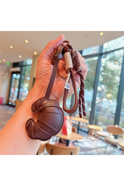 Choice5 c-coffee New Braided Rope Croissant Keychain Heart Shape Mobile Phone...
