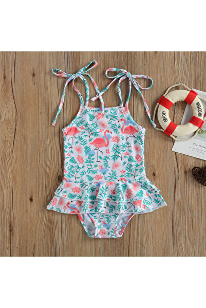 drool Costum de baie cu volan si bretelute (Marime: 120, Model: Flamingo)