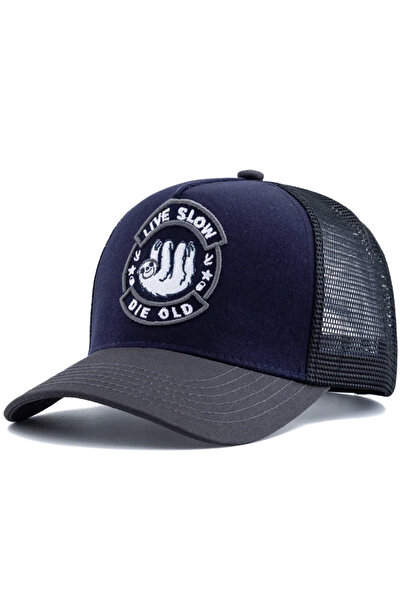 choice2 56cm-60cm Grey Navy Blue Hot Sale Unisex Embroidered Trucker Hat Mesh...