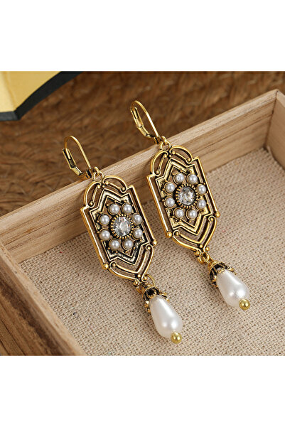Choice T1154-1 Vintage Inlaid Imitation Pearl Pendant Earrings Jewelry Ethnic...