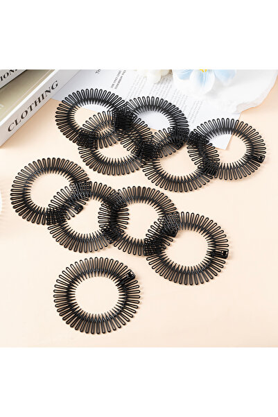 Choice8 10pcs black Women Plastic Full Circle Stretch Diamond Flexible Comb T...