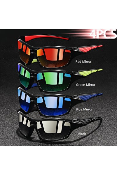Choice Red-Green-Blue-Black 4PCS Vintage Check Splice Sunglasses Classic Colo...
