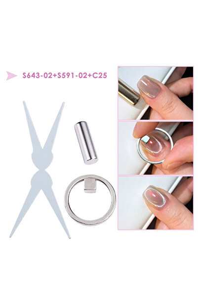 Choice1 S643-02 S591-02 C25 4pcs/set Hollow Circular Cat-eye Nail Magnets Cyl...