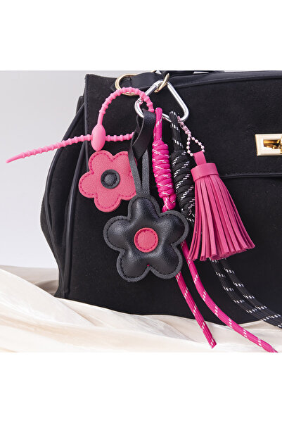 Choice1 blackpink New 1 Piece Cute Leather Flower Tassel Braided Rope Keychai...