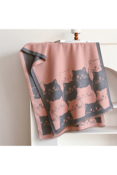 Choice Pink 2024 New Fashion Cute Cat Ladies' Jacquard Pashmina Cashmere Scar...