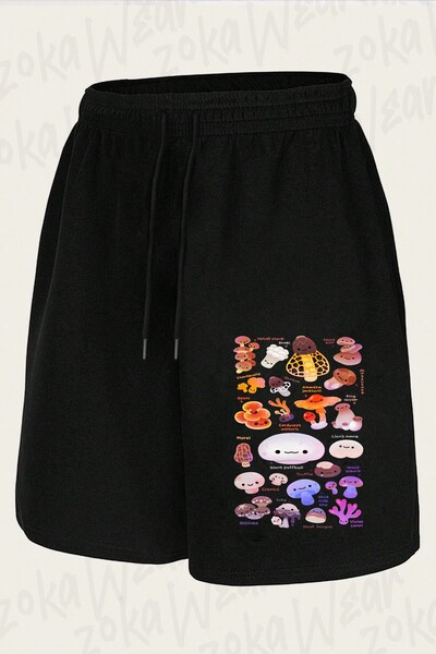 ZOKAWEAR Unisex Mushroom Name Design Printed Shorts