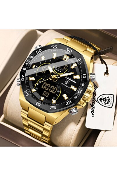 choice2 E101 Gold Black Sports Quartz Men Wristwatch LED Luminous Waterproof ...