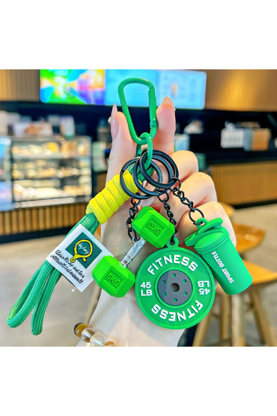 Choice green 2025 HOT! Fitness Keychain Gym Barbell Key chain Weightlifting K...