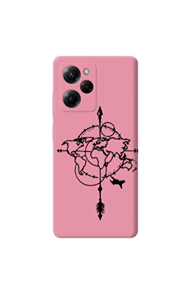 Other Xiaomi Poco X5 Pro Old Map Pink Colored Silicone TPU Θήκη