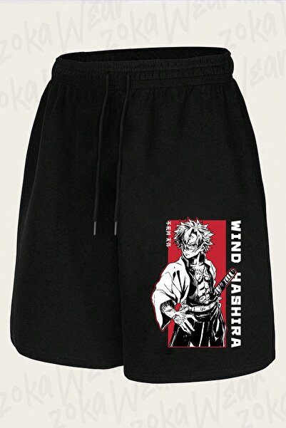 ZOKAWEAR Unisex σορτς με σχέδιο Demon Slayer Wind Hashira με στάμπα