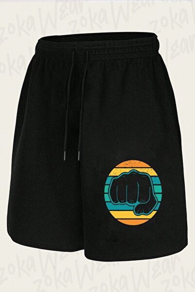 ZOKAWEAR Unisex Fist Illustration Drawing Design Printed Shorts