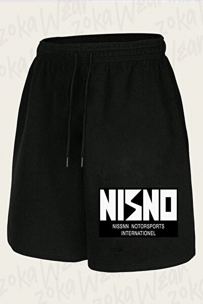 ZOKAWEAR شورت مطبوع بتصميم أبيض للجنسين من Nisno Initial D Nismo Old Logo Spoof