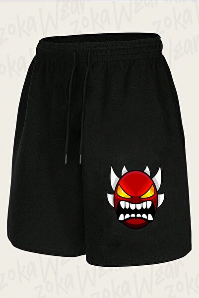 ZOKAWEAR Unisex Geometry Dash Extreme Demon Design Printed Shorts