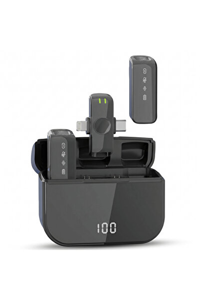 HASEPE Set de 2 microfoane lavalieră wireless, cu conectori duali Lightning ș...