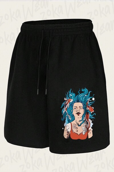 ZOKAWEAR Unisex Γυναικείο σορτς με σχέδιο Mermaid Fish με στάμπα