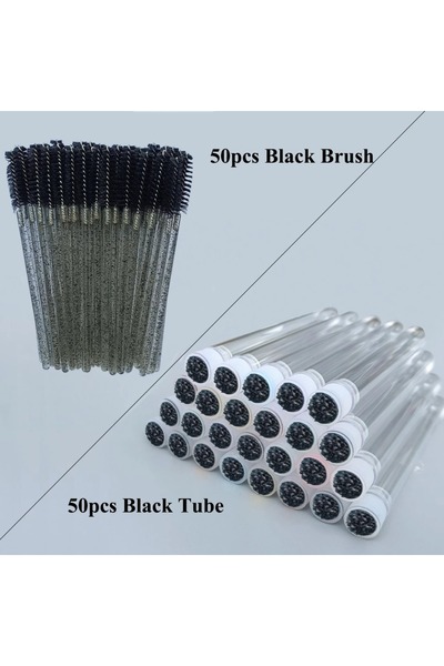 Choice1 50 pcs black Z EyeLash Brushes 50pcs Reusable Eyelashes Brush Tube fo...