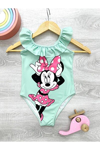 MY KİDS Girls' Swimsuit with Ruffled Collar