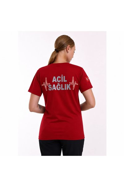 Bilenn Tekstil Acil Sağlık Dry Touch Unisex Kısa Kol Tshirt - Kırmızı