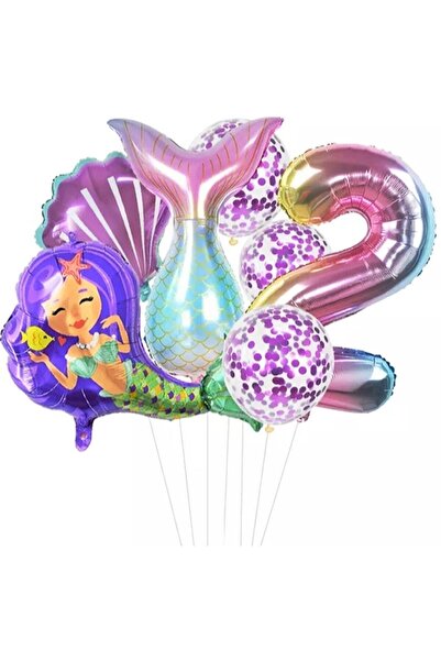 İSTOÇ PARTİ Istoch Mermaid Tail Sea Shell Number Balloon Set Age 2