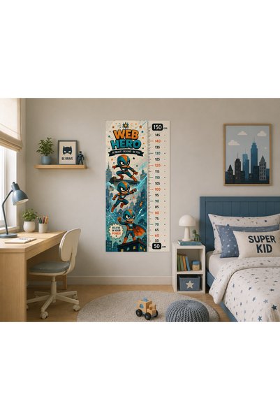 MaisonVelinCo Web Hero Height Meter Wall Sticker 50X150 cm |   Children's Room Height Measuring Ruler |   Self-Adhesive
