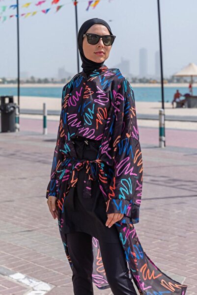 REMSA YENİ Tesettür Mayo Üzerine Tek Kaftan Kimono Pareo