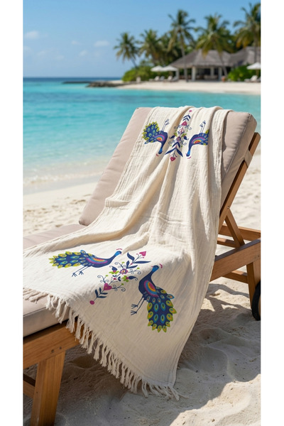 RH Rosehan 100% Cotton 4 Layer Muslin Fabric Beach Towel / Peshtemal / Bath /...