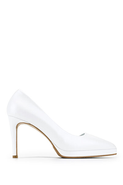 Tamer Tanca Women's Genuine Leather White Heeled Shoes