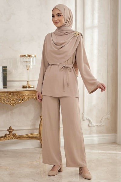 TOFİSA Σετ Δύο Τεμαχίων Linda Broşlu Cream - 28523-KREM
