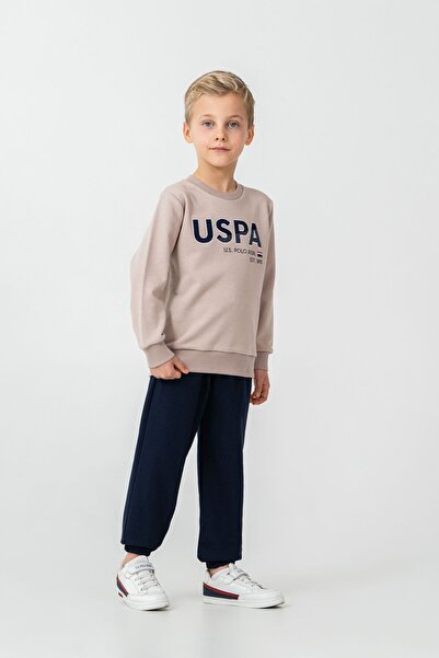 U.S. Polo Assn. Set trening galben brodat cu mânecă lungă pentru băieți US262...