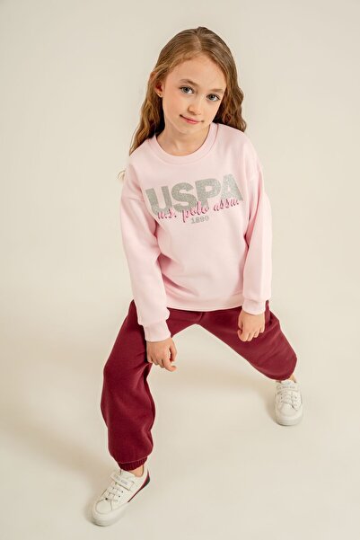 U.S. Polo Assn. Girl's Printed Pink Long Sleeve Tracksuit Set Us2711-C-V2