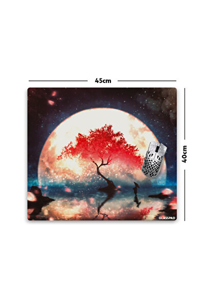GlassPad Cam Mouse Pad - Mangetsu Yoru - Premium Temperli Cam - 45x40 Cm [M]