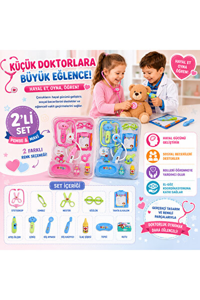 Merii Store Oyuncak Doktor Seti - 2 Farklı Renk Seçenekli Eğitici Sağlık ve D...
